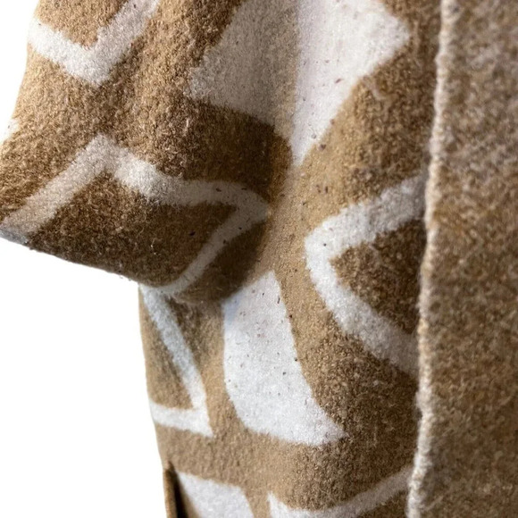 Lane Bryant Hooded Cardigan Sweater Plus Size 18/20 Geometric Tan White Duster - Picture 3 of 8